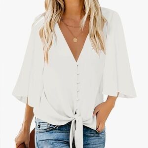 White work top - Size Small - Perfect for Work From Home or Office Days!